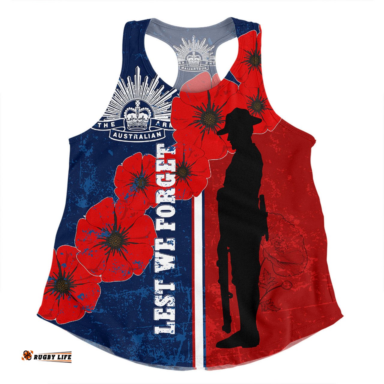 Australia Anzac Day Women Racerback Singlet - Lest We Forget Remebrance Day Blue Women Racerback Singlet