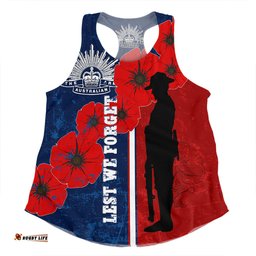 Australia Anzac Day Women Racerback Singlet - Lest We Forget Remebrance Day Blue Women Racerback Singlet