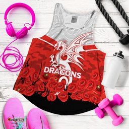 Custom Personalised Dragons Anzac Day Women Tank Top Indigenous Art