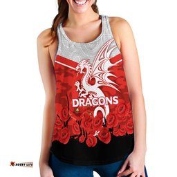 Custom Personalised Dragons Anzac Day Women Tank Top Indigenous Art