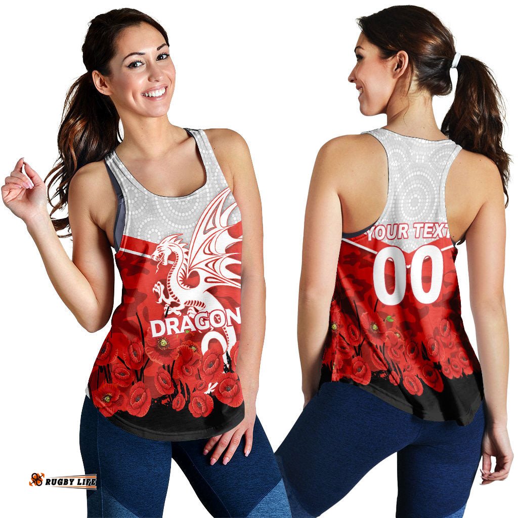 Custom Personalised Dragons Anzac Day Women Tank Top Indigenous Art