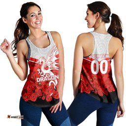Custom Personalised Dragons Anzac Day Women Tank Top Indigenous Art