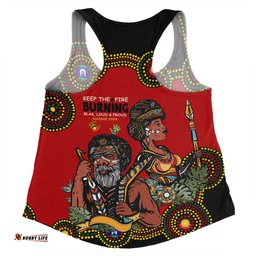 Australia Women Racerback Singlet Indigenous Culture Naidoc Week Keep The Fire Burning! Blak, Loud & Proud
