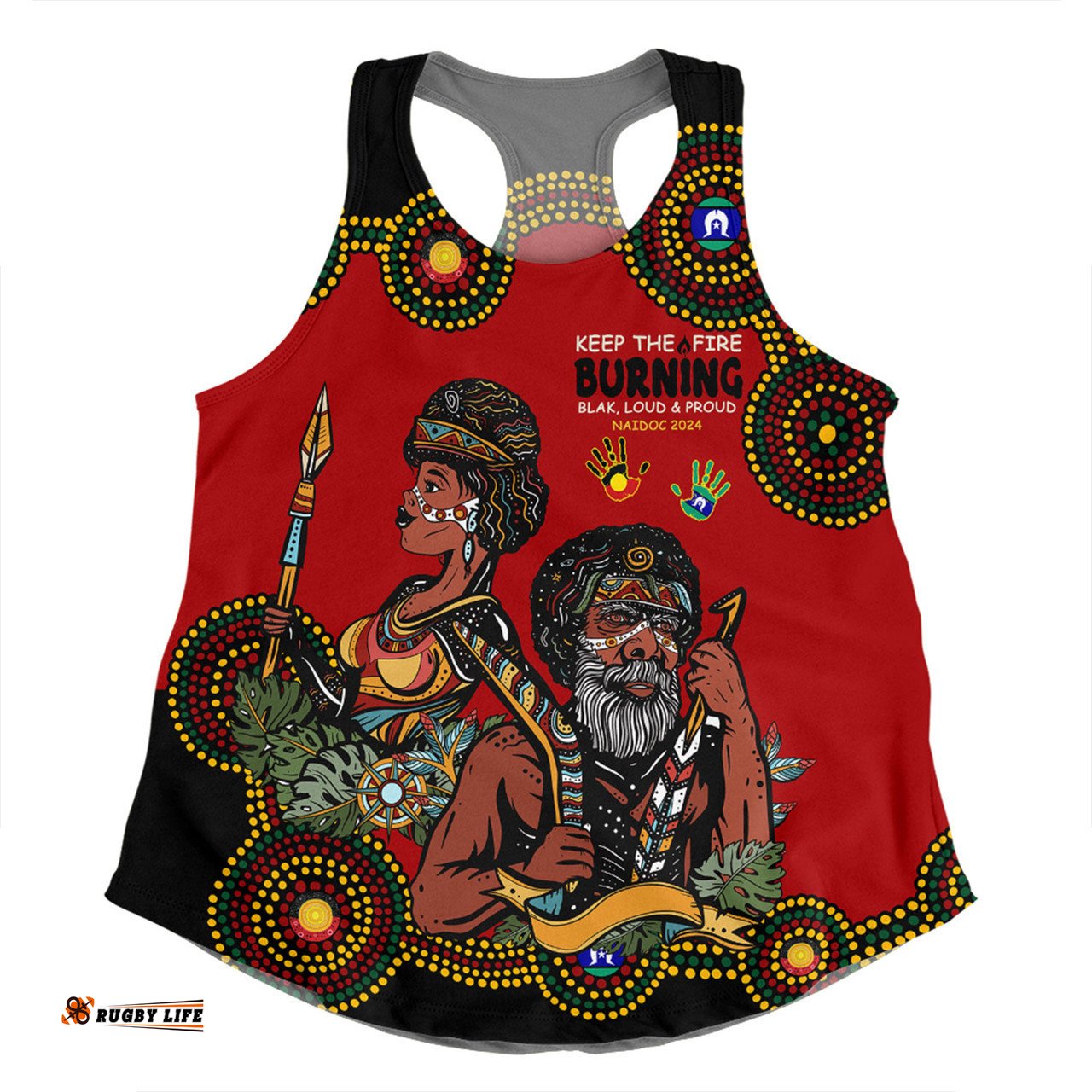 Australia Women Racerback Singlet Indigenous Culture Naidoc Week Keep The Fire Burning! Blak, Loud & Proud