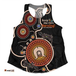 Australia Women Racerback Singlet Aboriginal Dot Art Inspired Naidoc Week Keep The Fire Burning! Blak, Loud & Proud