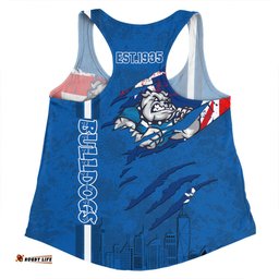 Canterbury-Bankstown Bulldogs Women Racerback Singlet - Happy Australia Day Flag Scratch Style