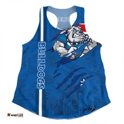 Canterbury-Bankstown Bulldogs Women Racerback Singlet - Happy Australia Day Flag Scratch Style