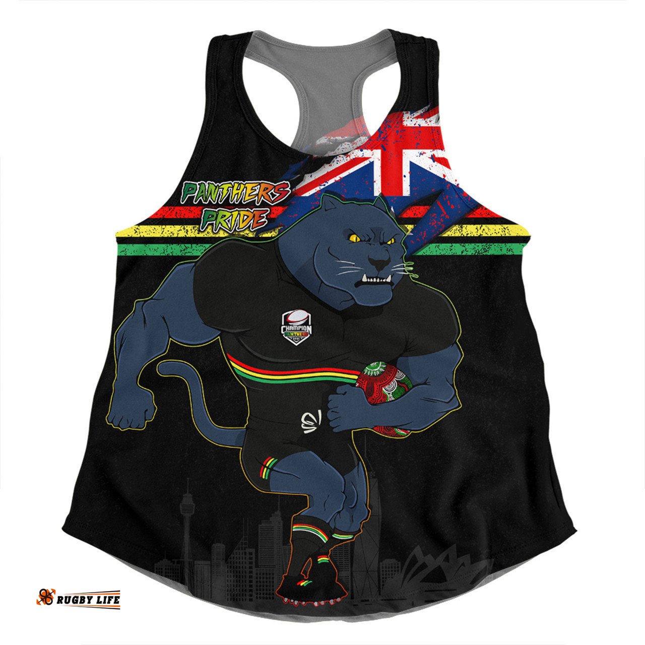 Penrith Panthers Women Racerback Singlet Custom For Die Hard Fan Australia Flag Scratch Style