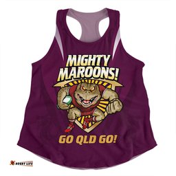 Queensland Maroons Women Racerback Singlet Custom State Of Origin 2024 Passionate Fan Born To Win