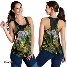 Golden Wattle Women Racerback Tank Australia Acacia Pycnantha Mix Aboriginal
