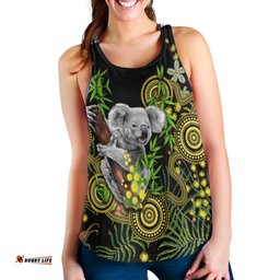 Golden Wattle Women Racerback Tank Australia Acacia Pycnantha Mix Aboriginal