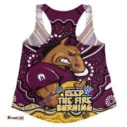 Brisbane Broncos Women Racerback Singlet Aboriginal Inspired Naidoc Week Custom For Die Hard Fan Supporters
