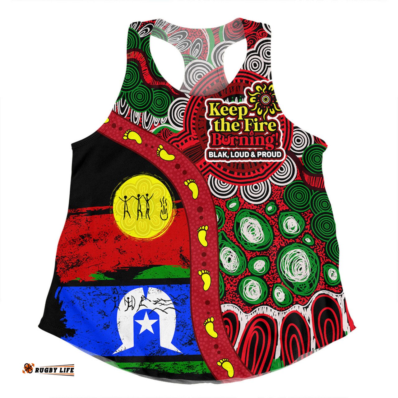 Australia Women Racerback Singlet Naidoc Week Indigenous Culture Inspired Dot Art Painting With Hunting
