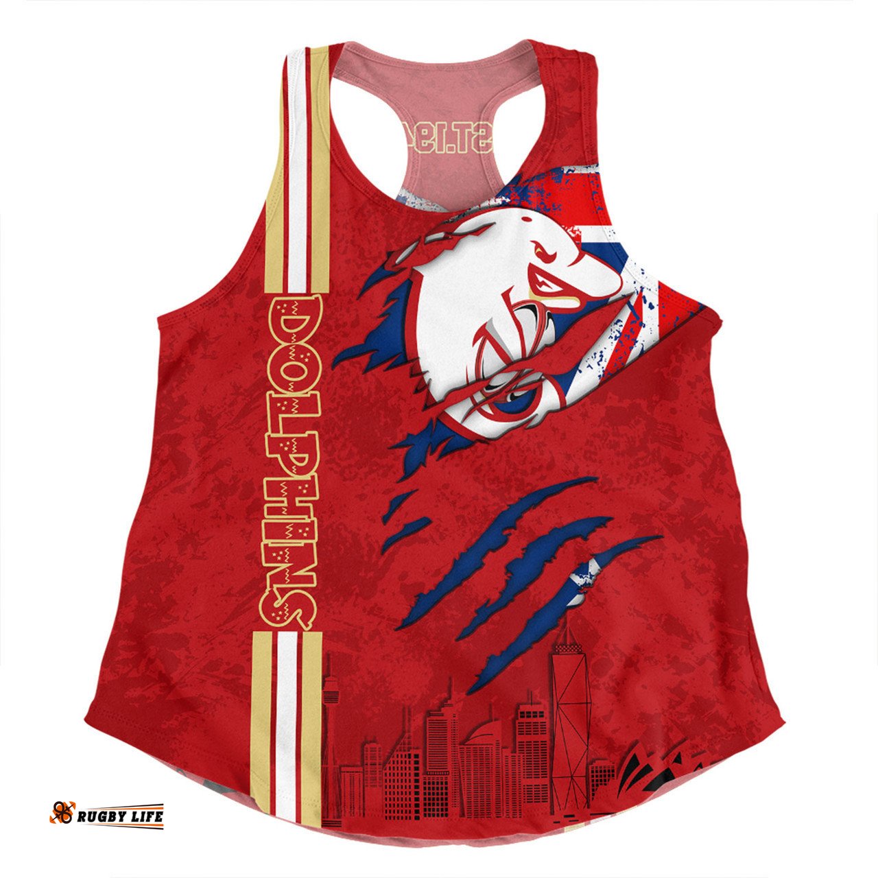 Redcliffe Dolphins Women Racerback Singlet - Happy Australia Day Flag Scratch Style