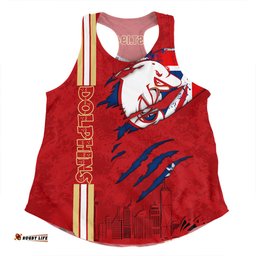 Redcliffe Dolphins Women Racerback Singlet - Happy Australia Day Flag Scratch Style