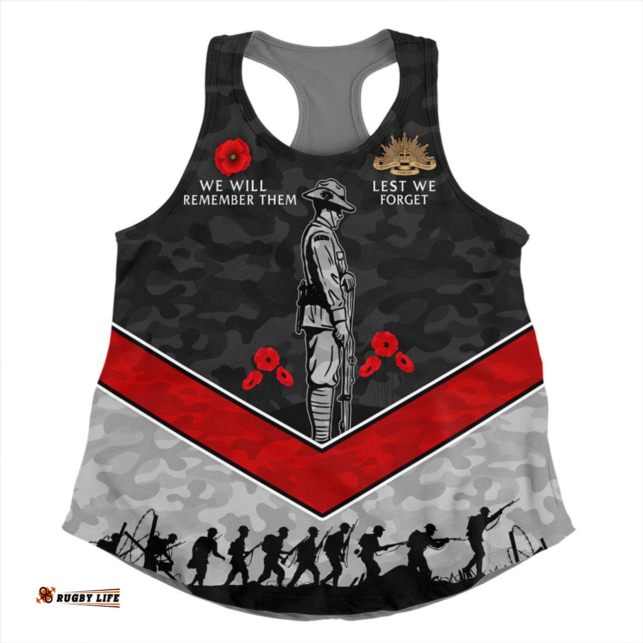 Australia Women Racerback Singlet Camouflage Lest We Forget