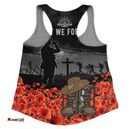 Australia Women Racerback Singlet Lest We Forget Hat And Boots Design Poppy Flower
