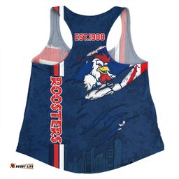 Sydney Roosters Women Racerback Singlet - Happy Australia Day Flag Scratch Style