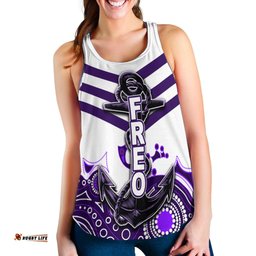 Fremantle Women's Recerback Tank Freo Aboriginal Simple White Style