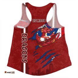 St. George Illawarra Dragons Women Racerback Singlet - Happy Australia Day Flag Scratch Style