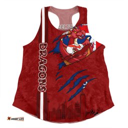 St. George Illawarra Dragons Women Racerback Singlet - Happy Australia Day Flag Scratch Style