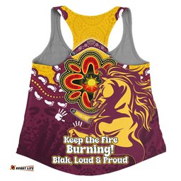 Brisbane Broncos Women Racerback Singlet Aboriginal Inspired Naidoc Symbol Pattern