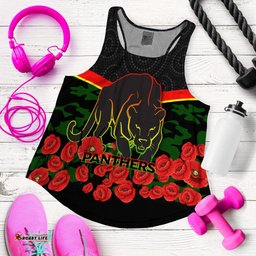 Custom Personalised Panthers Anzac Day Women Tank Top Indigenous Art