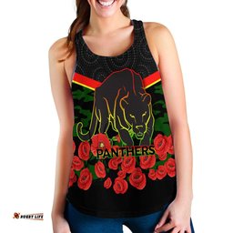 Custom Personalised Panthers Anzac Day Women Tank Top Indigenous Art