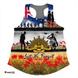 Australia Women Racerback Singlet Lest We Forget Poppies And Soldiers Army Style