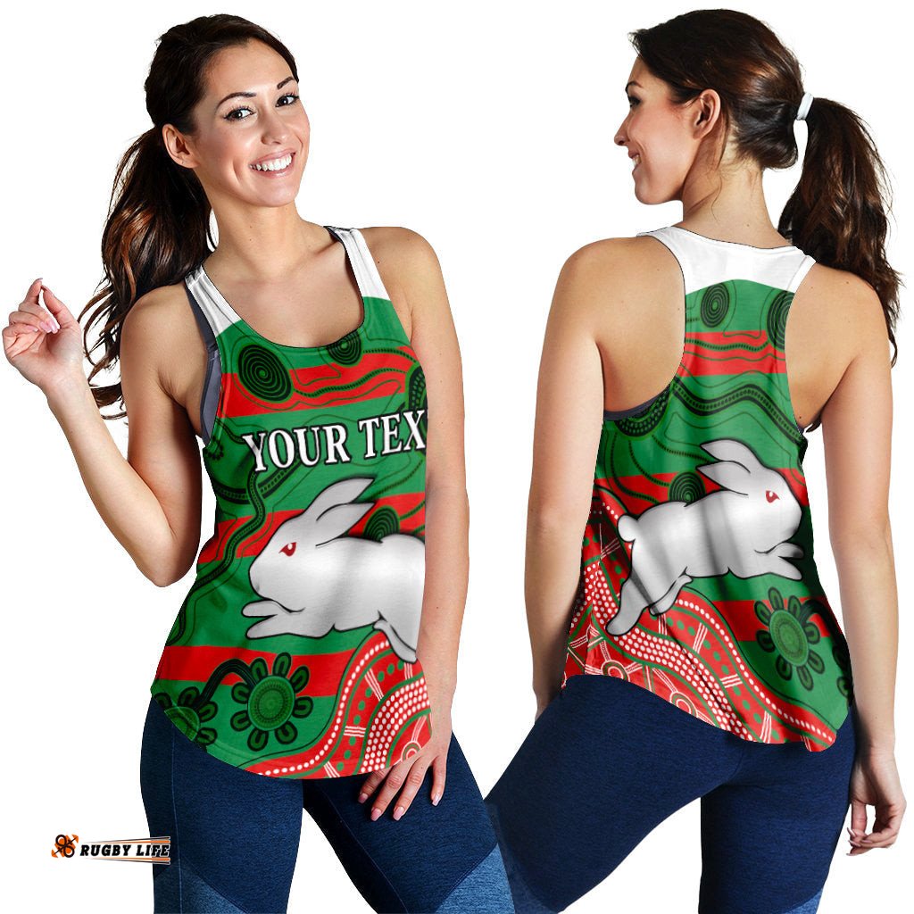 Custom Personalised Rabbitohs Nippy Women Racerback Tank Indigenous