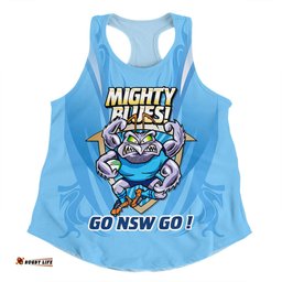 New South Wales Blues Women Racerback Singlet Custom State Of Origin 2024 Passionate Fan Born To Win Ver 1