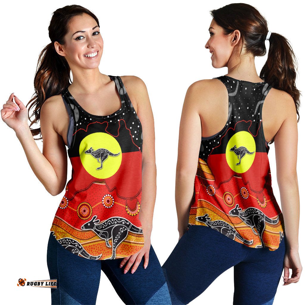 Aboriginal Flag Women Racerback Tank Map Aussie
