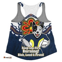 North Queensland Cowboys Women Racerback Singlet Aboriginal Inspired Naidoc Symbol Pattern