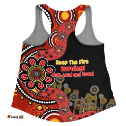 Australia Women Racerback Singlet Aboriginal Indigenous Naidoc Week Keep The Fire Burning! Blak, Loud And Proud