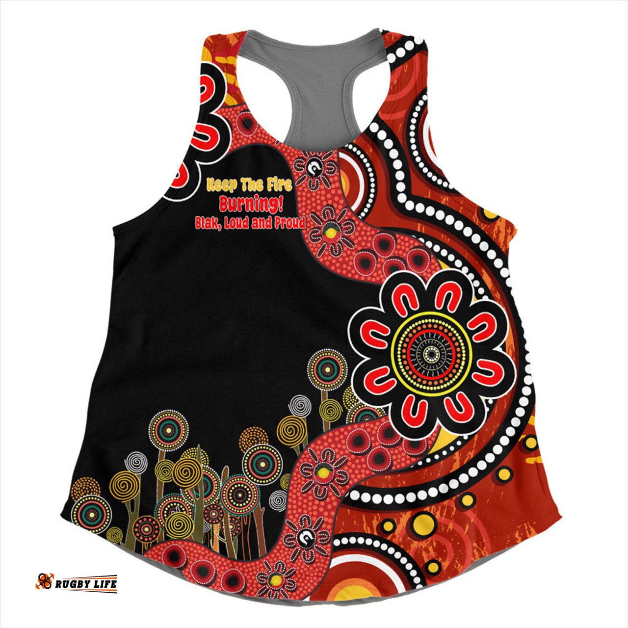 Australia Women Racerback Singlet Aboriginal Indigenous Naidoc Week Keep The Fire Burning! Blak, Loud And Proud