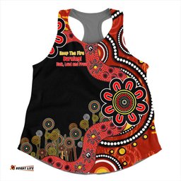 Australia Women Racerback Singlet Aboriginal Indigenous Naidoc Week Keep The Fire Burning! Blak, Loud And Proud