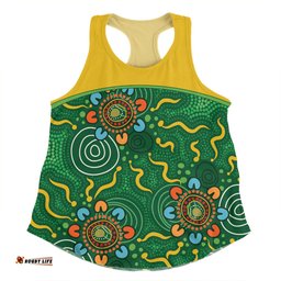 Australia Aboriginal Custom Women Racerback Singlet - Green Painting With Aboriginal Inspired Dot Women Racerback Singlet