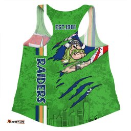 Canberra Raiders Women Racerback Singlet - Happy Australia Day Flag Scratch Style