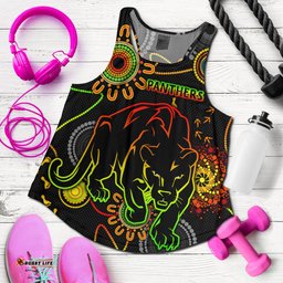 Panthers Rugby Women Racerback Tank Custom Indigenous Black Panthers Women Racerback Tank