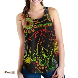Panthers Rugby Women Racerback Tank Custom Indigenous Black Panthers Women Racerback Tank