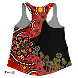 Australia Women Racerback Singlet Aboriginal Indigenous Dot Painting Red And Black