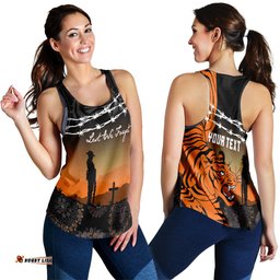 The Tigers Rugby Personalised Women Racerback Tank Anzac Day Lest We Forget