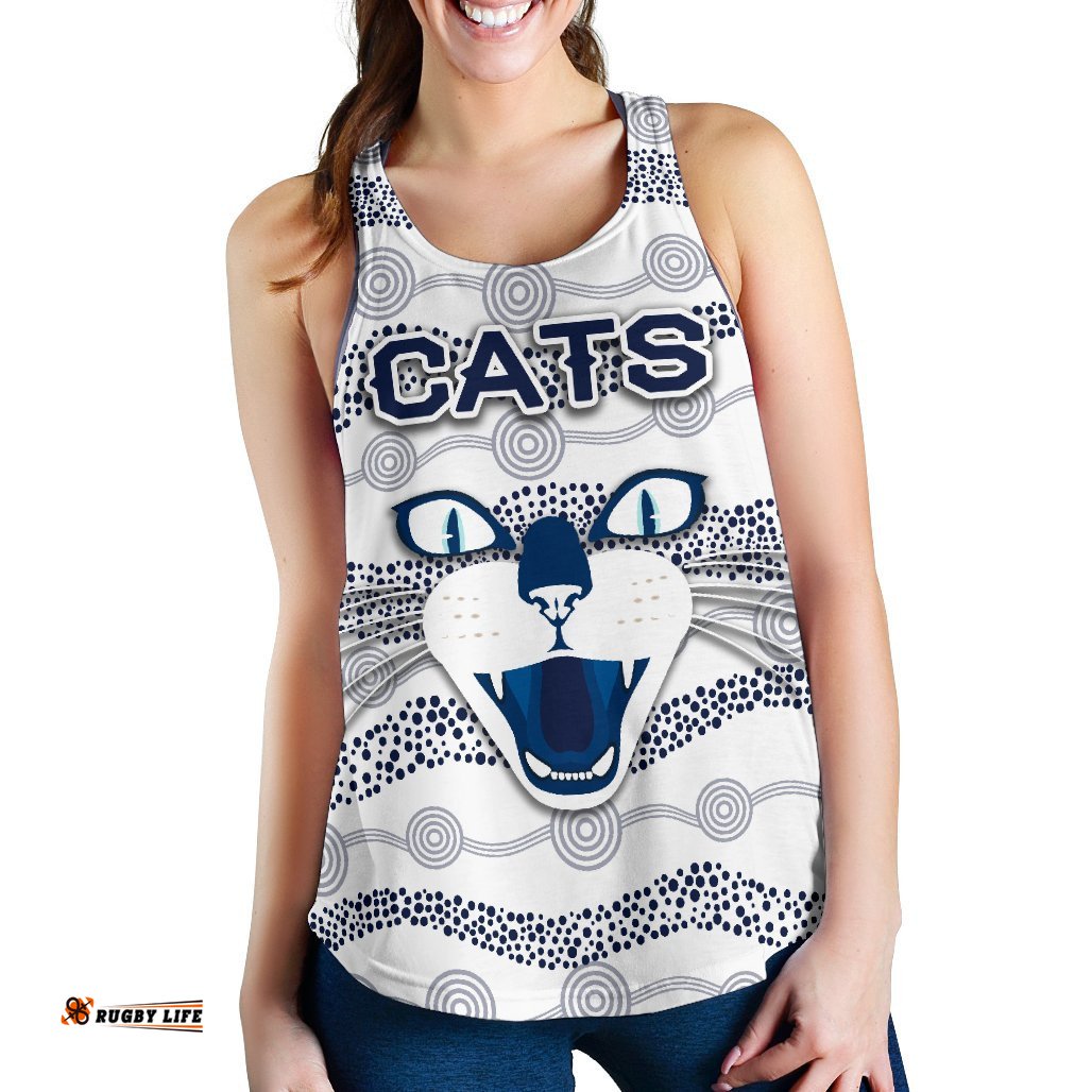 Geelong Women Racerback Tank Cats Indigenous White