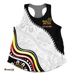 Australia Women Racerback Singlet Naidoc Week Indigenous Culture Inspired Keep the Fire Burning! Blak, Loud and Proud