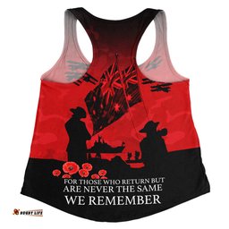 Australia Anzac Women Racerback Singlet Anzac Day Poppy Flowers Red Black Blue
