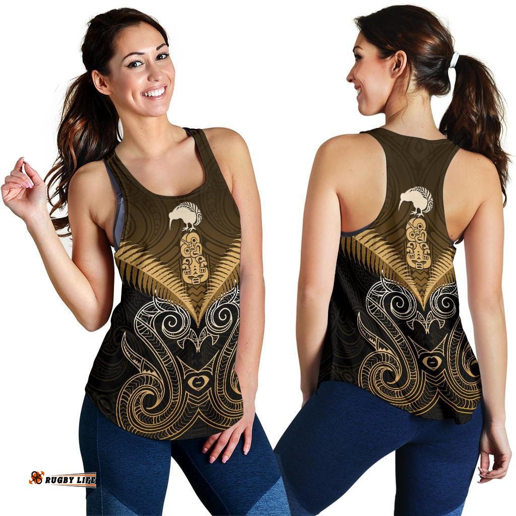 Maori Manaia New Zealand Women Racerback Tank Gold