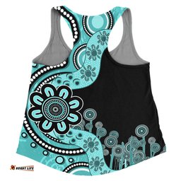 Australia Women Racerback Singlet Aboriginal Indigenous Dot Painting Turquoise