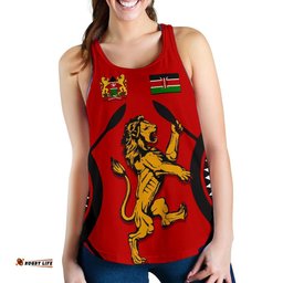 Kenya Rugby Lion Women Racerback Tank Maasai Shield
