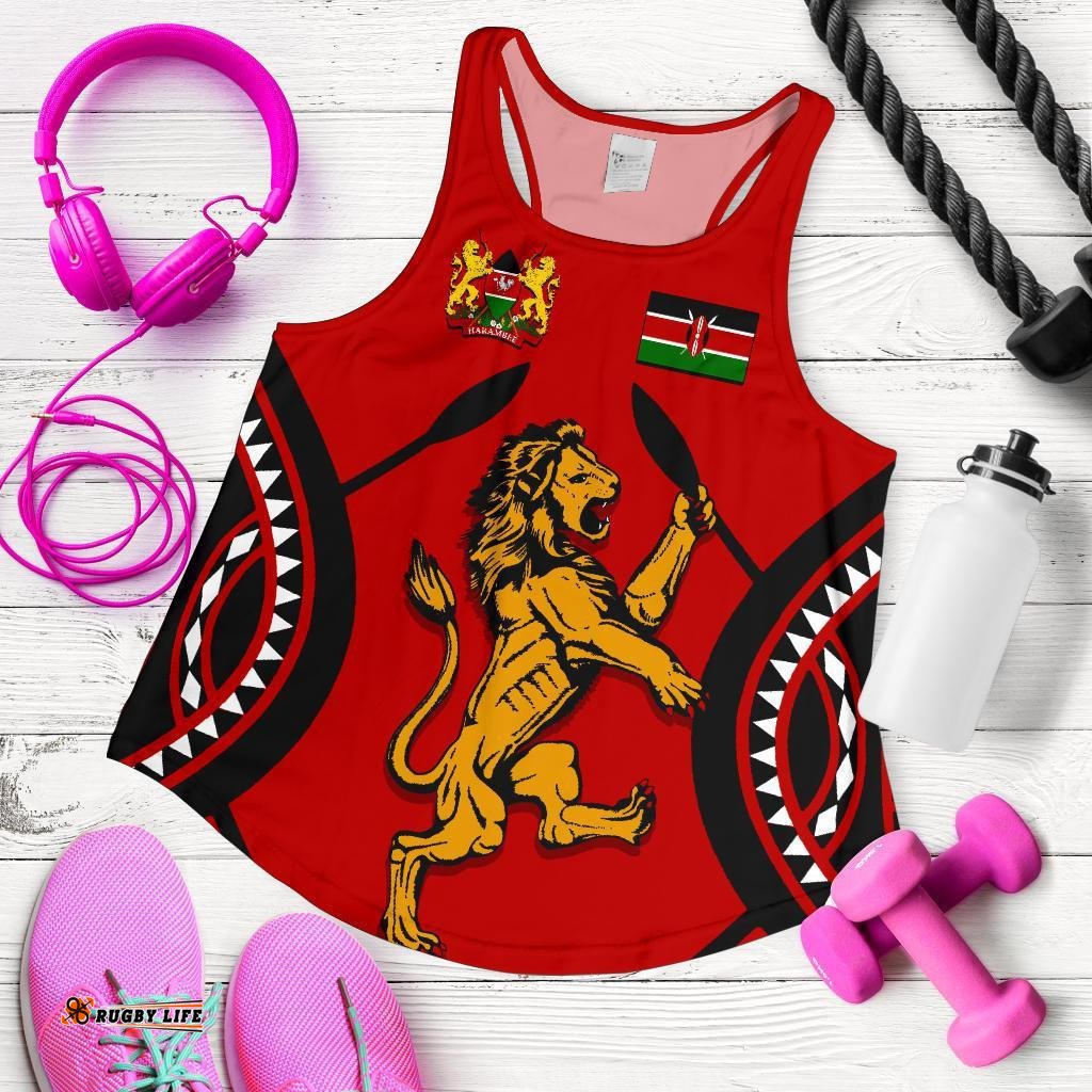 Kenya Rugby Lion Women Racerback Tank Maasai Shield