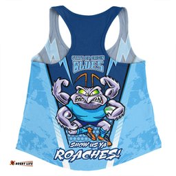 New South Wales Blues Women Racerback Singlet Custom State Of Origin 2024 Show Us Ya Roaches!